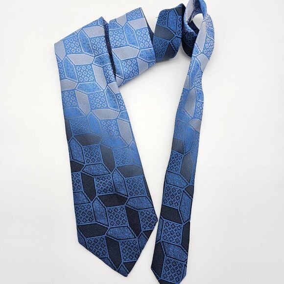 Men's Formal Business Tie, Blue and Grey - Picture 2 of 4